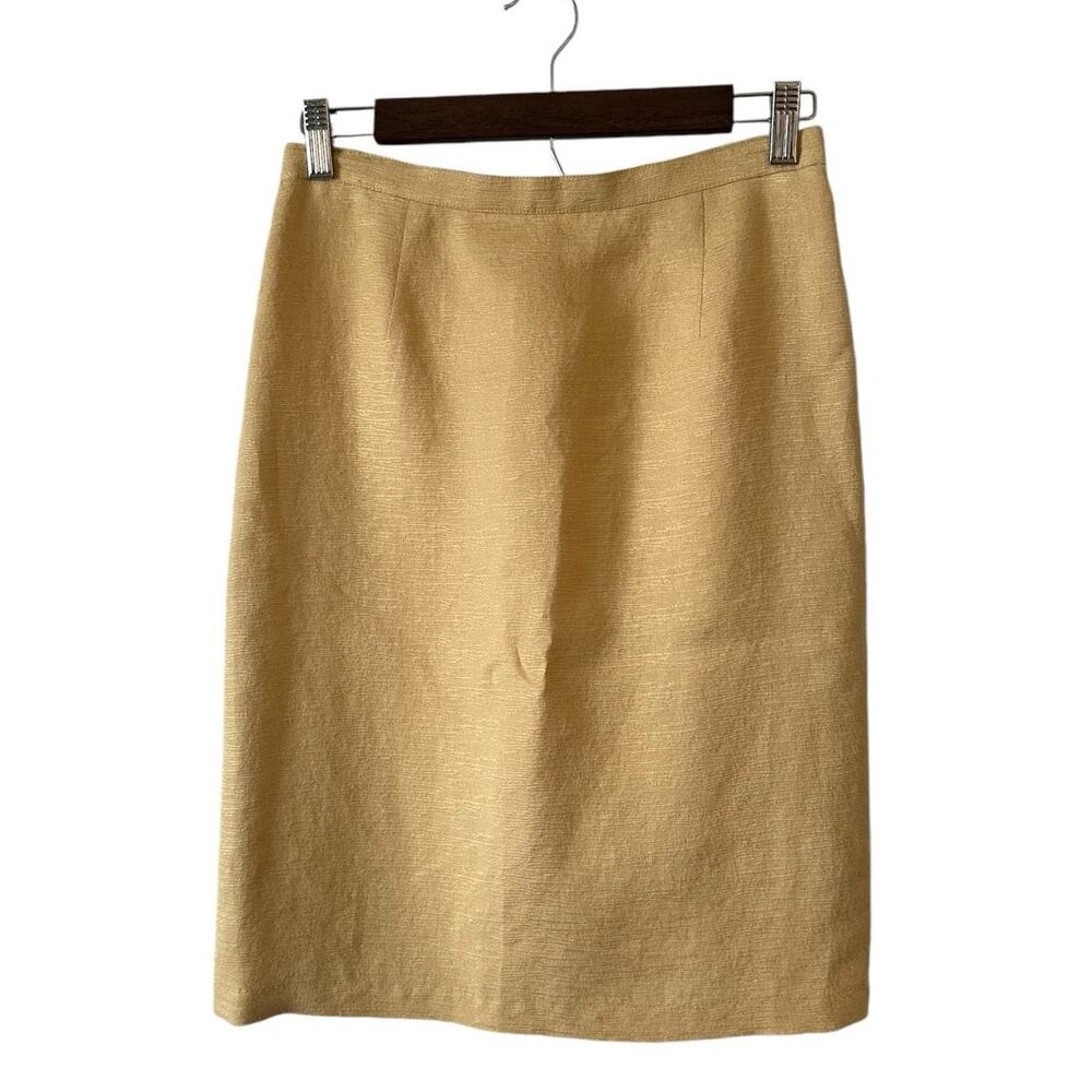 Vintage Albert Nipon Pencil Skirt 26" Waist Yellow Gold Textured Career Work
